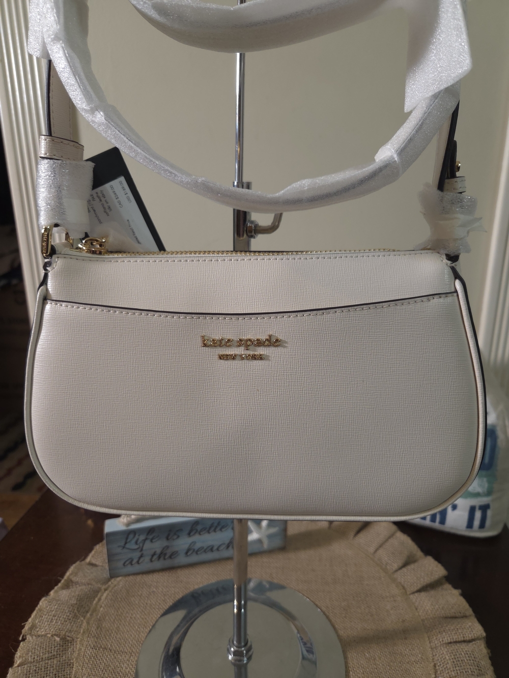 NWT Kate Spade Bleecker Parchment Saffiano Leather Crossbody - Picture 2 of 6